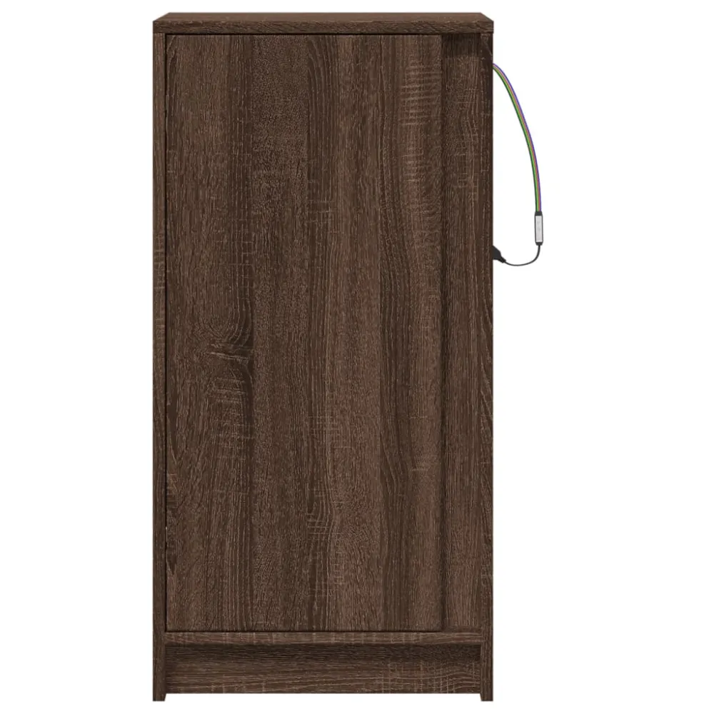 Buffet bahut commode armoire meuble de rangement organisateur cuisine salle de séjour salon avec LED 42,5 x 34 x 85 cm boi...