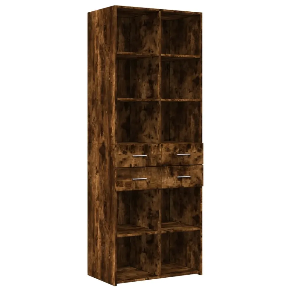 Buffet bahut commode armoire meuble de rangement organisateur cuisine salle de séjour salon haut 70 x 42,5 x 185 cm bois d...