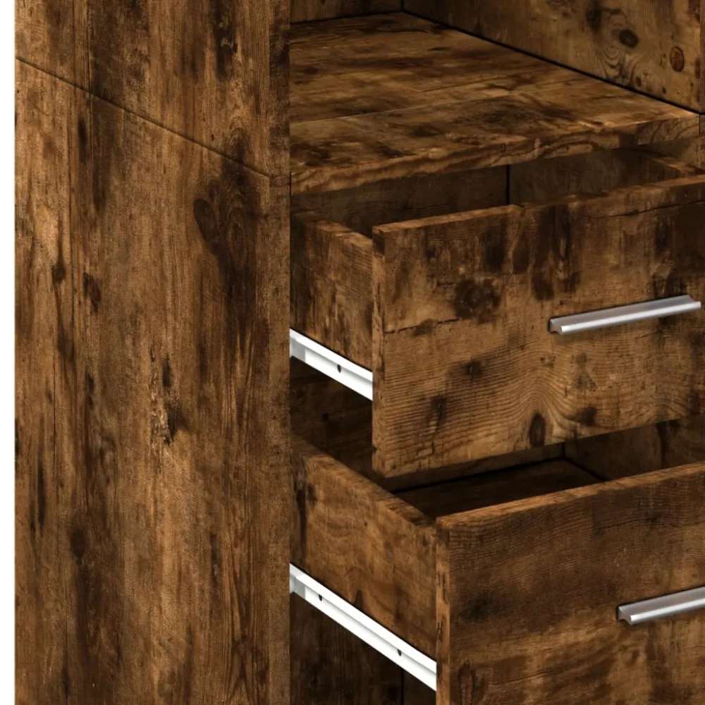 Buffet bahut commode armoire meuble de rangement organisateur cuisine salle de séjour salon haut 70 x 42,5 x 185 cm bois d...