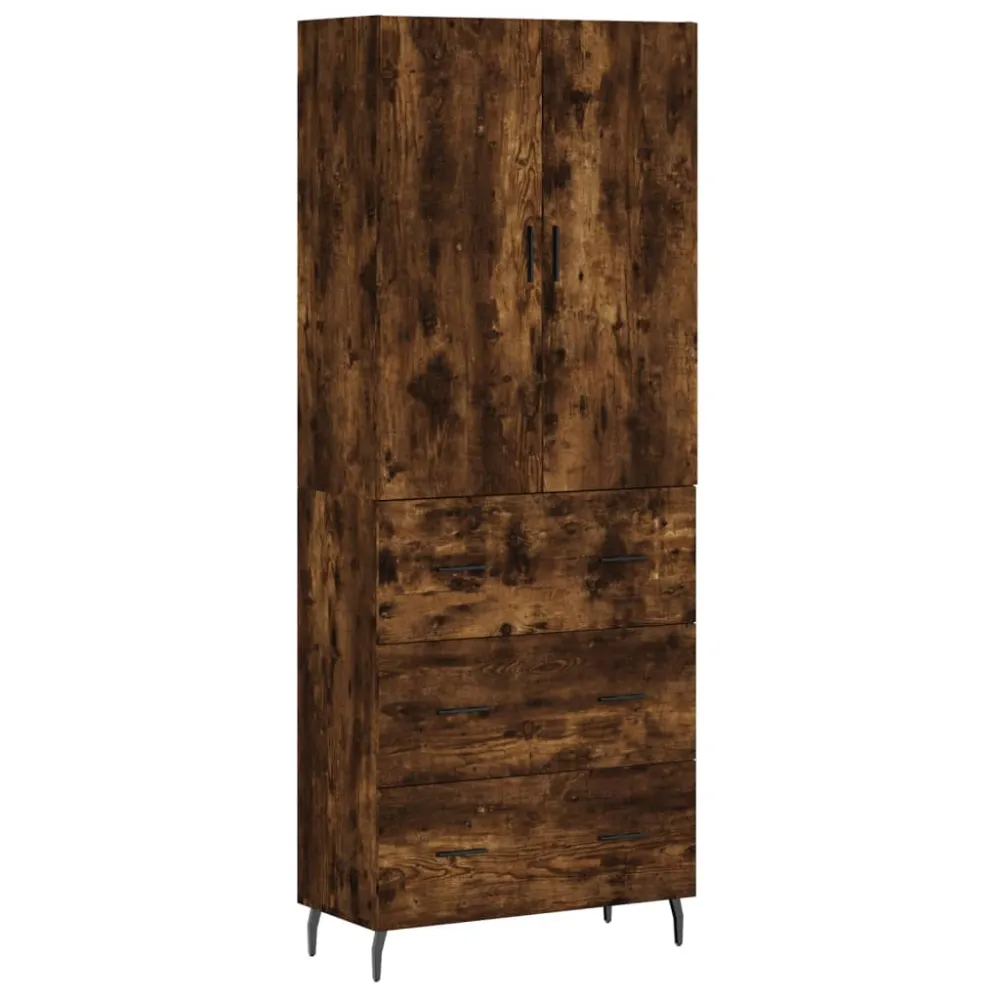 Buffet bahut commode armoire meuble de rangement organisateur cuisine salle de séjour salon haut 69,5 x 34 x 180 cm bois d...