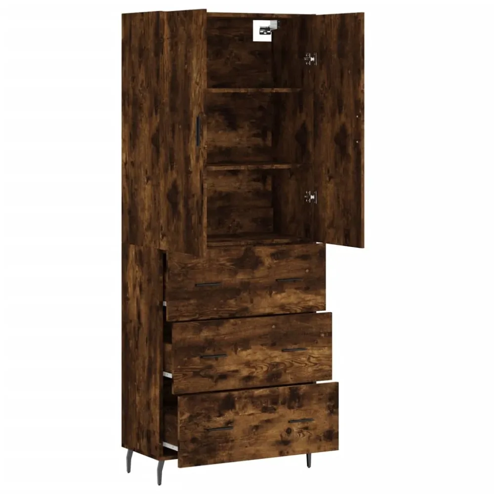 Buffet bahut commode armoire meuble de rangement organisateur cuisine salle de séjour salon haut 69,5 x 34 x 180 cm bois d...