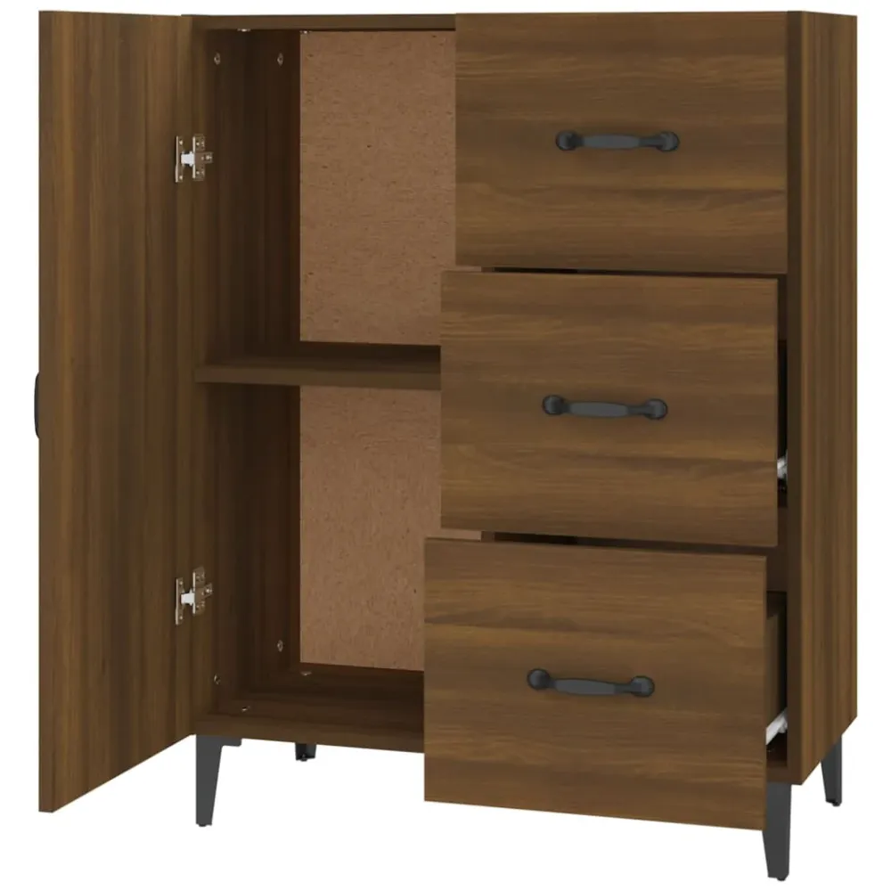 Buffet bahut commode armoire meuble de rangement organisateur cuisine salle de séjour salon 69,5 x 34 x 90 cm bois d'ingén...