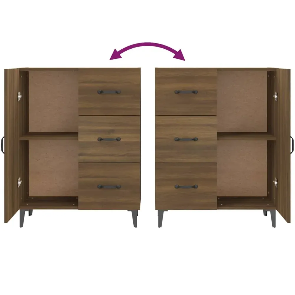 Buffet bahut commode armoire meuble de rangement organisateur cuisine salle de séjour salon 69,5 x 34 x 90 cm bois d'ingén...