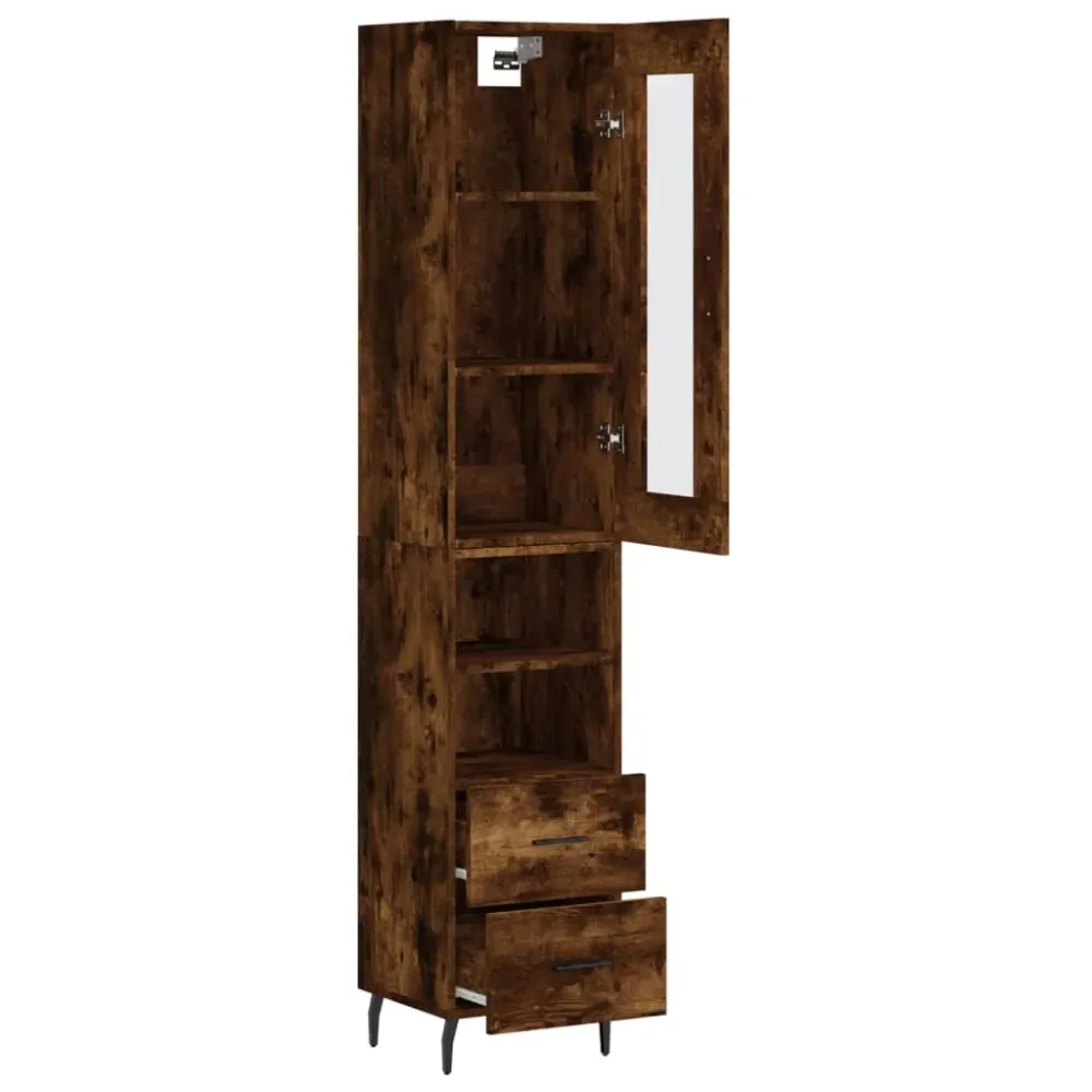 Buffet bahut commode armoire meuble de rangement organisateur cuisine salle de séjour salon haut 34,5 x 34 x 180 cm bois d...