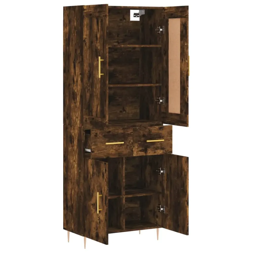 Buffet bahut commode armoire meuble de rangement organisateur cuisine salle de séjour salon haut 69,5 x 34 x 180 cm bois d...