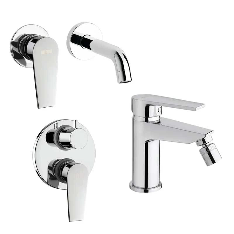 Ensemble de robinets de salle de bain Lavabo encastré et Bidet avec évacuation, Douche encastrée avec déviateur finition c...