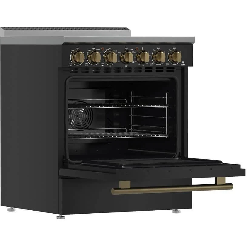 Forno Cuisinière autoportante électrique de 30 pouces avec technologie convection véritable européenne FFSEL6011-30BLK