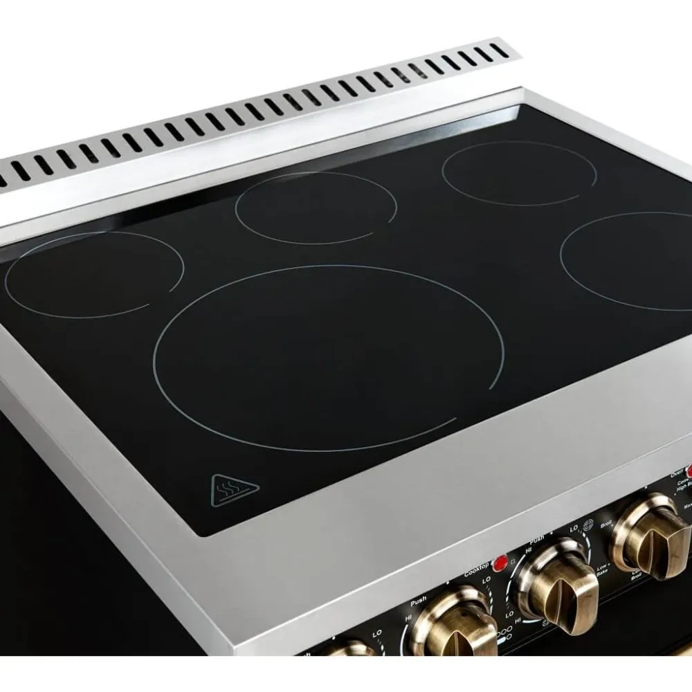 Forno Cuisinière autoportante électrique de 30 pouces avec technologie convection véritable européenne FFSEL6011-30BLK