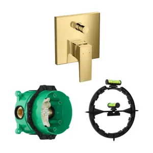 HANSGROHE Façade Metropol mitigeur bain douche encastré Aspect doré poli avec corps encastré et outil