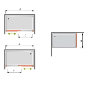 Paroi de douche fixe + Porte coulissante GLASÉ 180 cm Sans paroi latérale