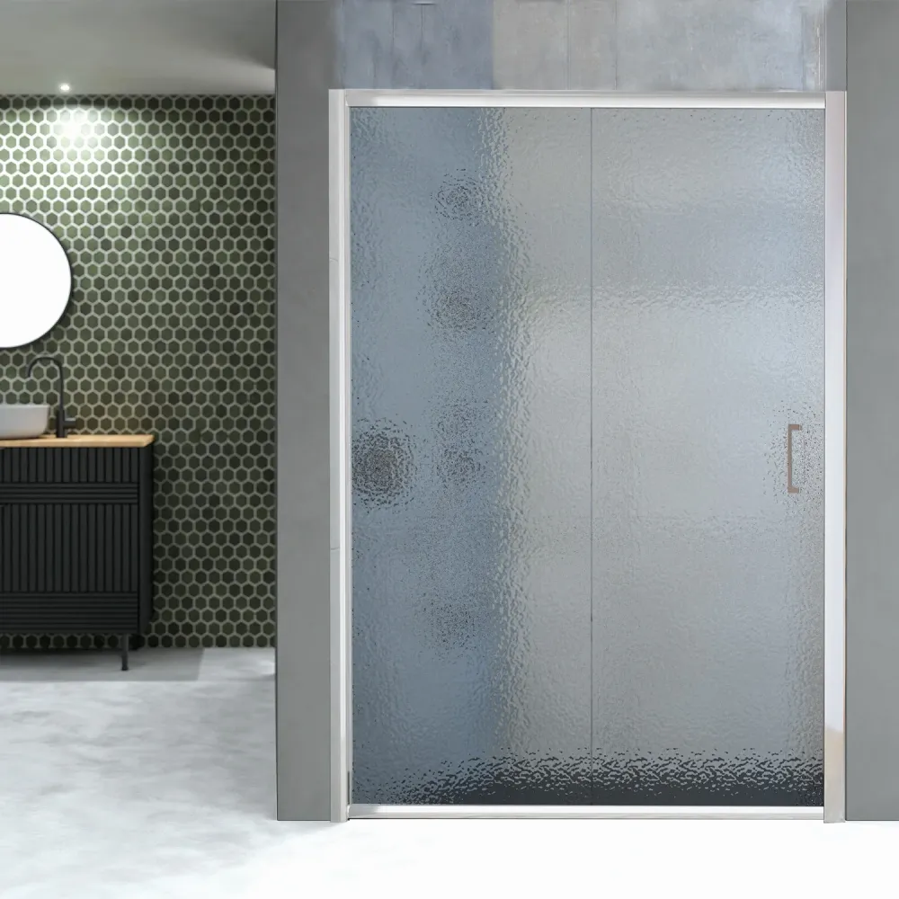 Paroi de douche 1 porte coulissante 130cm verre imprimé C profil blanc Océanie