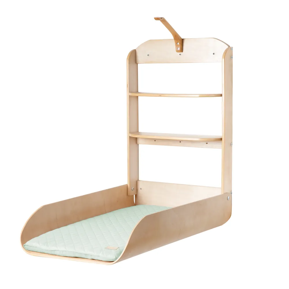 Wandwickelregal aus Formholz + Wickelauflage 'roba Style frosty green'