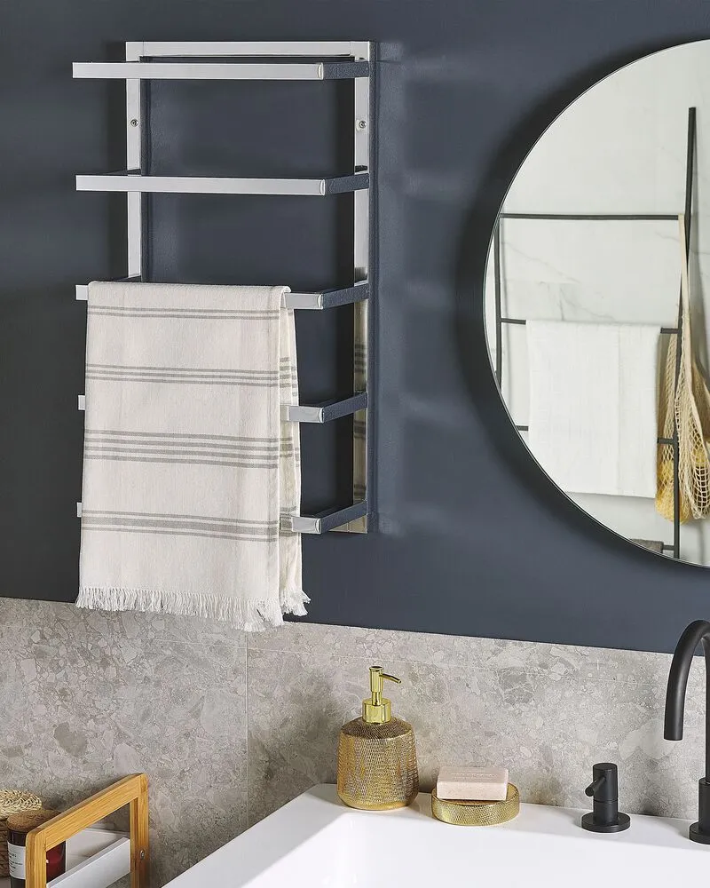 Porte-serviettes mural acier argenté 5 barres 31 x 57 cm CINTRA