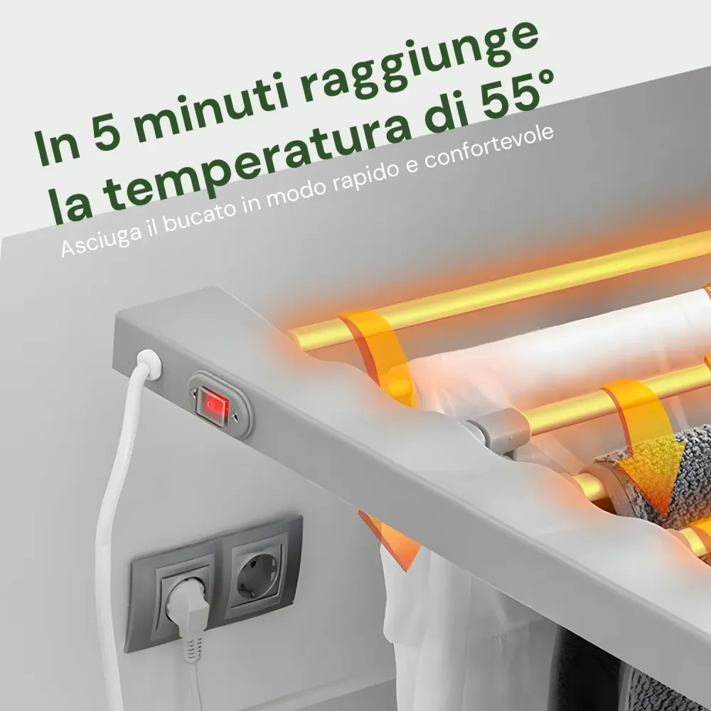 Stendibiancheria Riscaldato Alluminio – 8 Barre e Design Pieghevole Résistant à la rouille