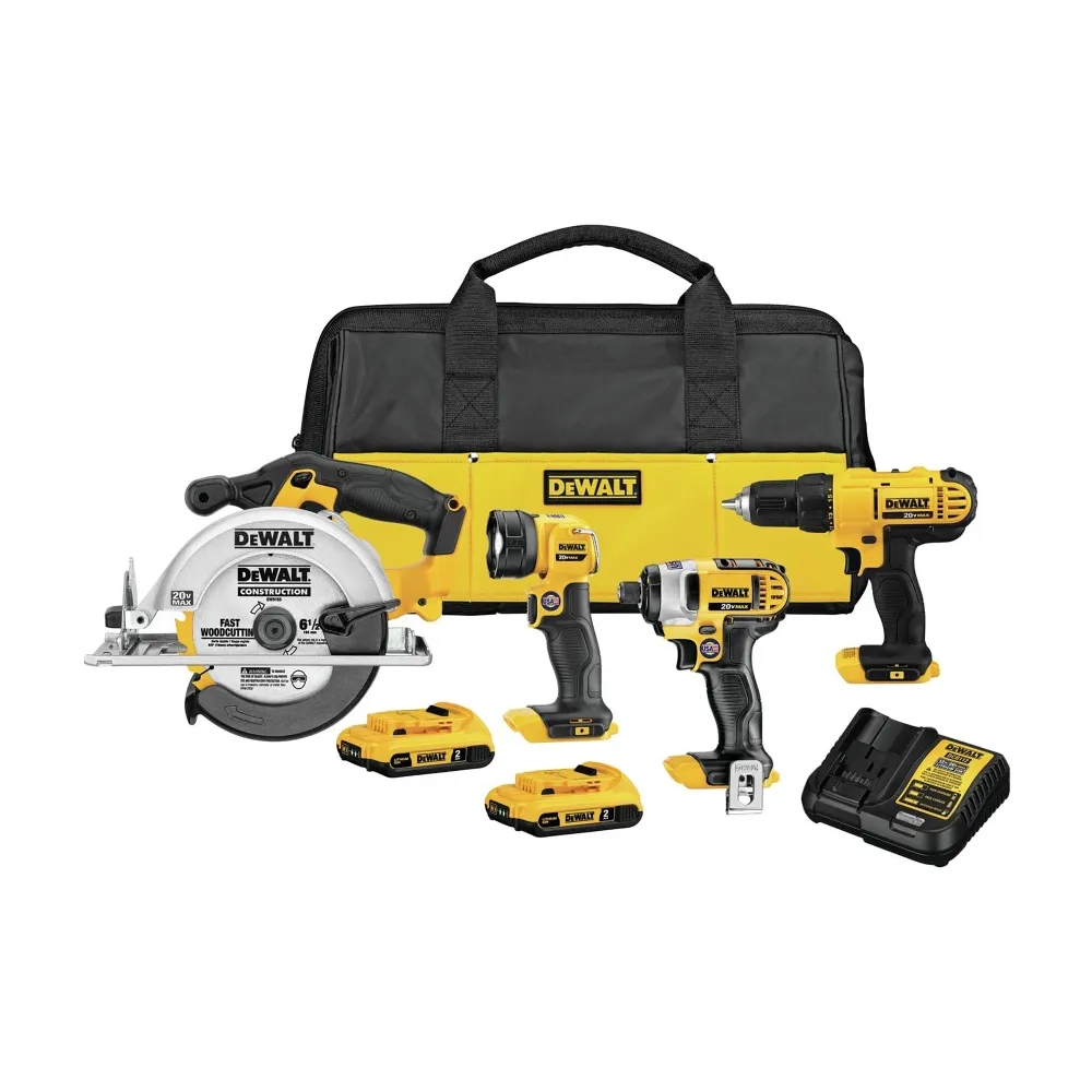 Ensemble de 4 outils sans fil 20 V, 2 batteries, chargeur et sac de transport inclus Compatible avec Makita
