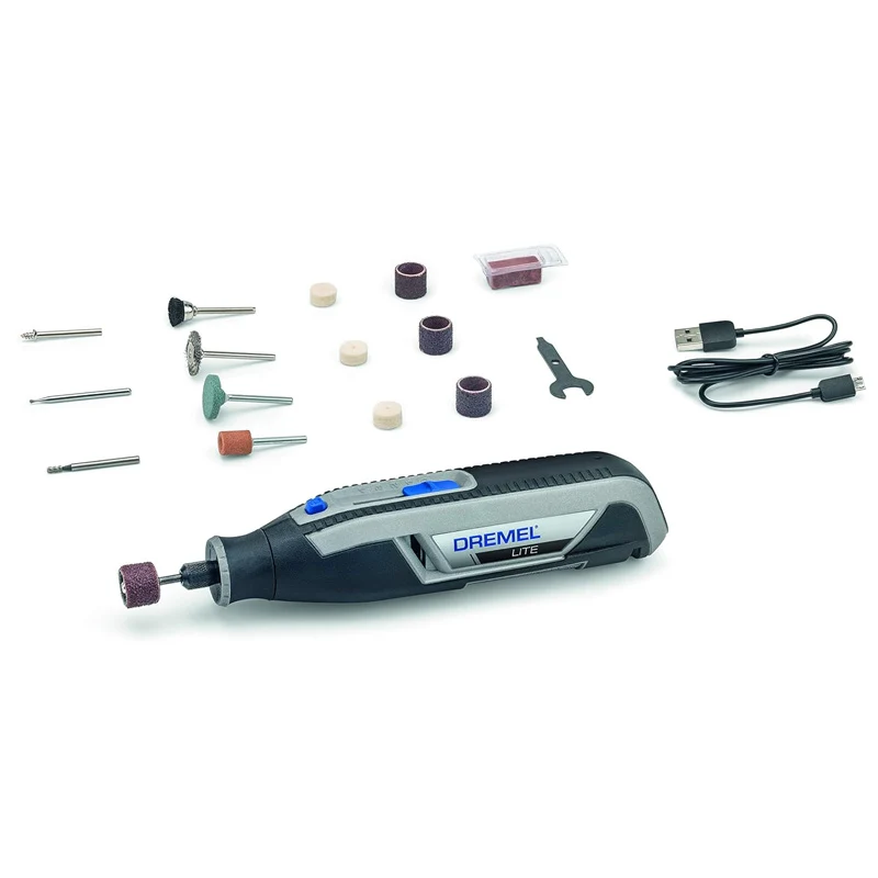 Lame de Scie Outil Rotatif Multi-usage Sans-Fil DREMEL Lite (7760-15) avec batterie 3,6V 2Ah, 15 Accessoires, Chargeur USB...