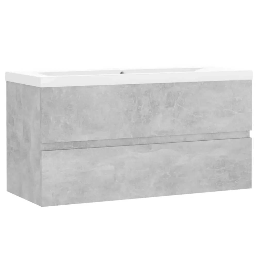 Armoire d'évier avec lavabo intégré 90 x 38,5 x 45 cm gris béton aggloméré 02_0006487