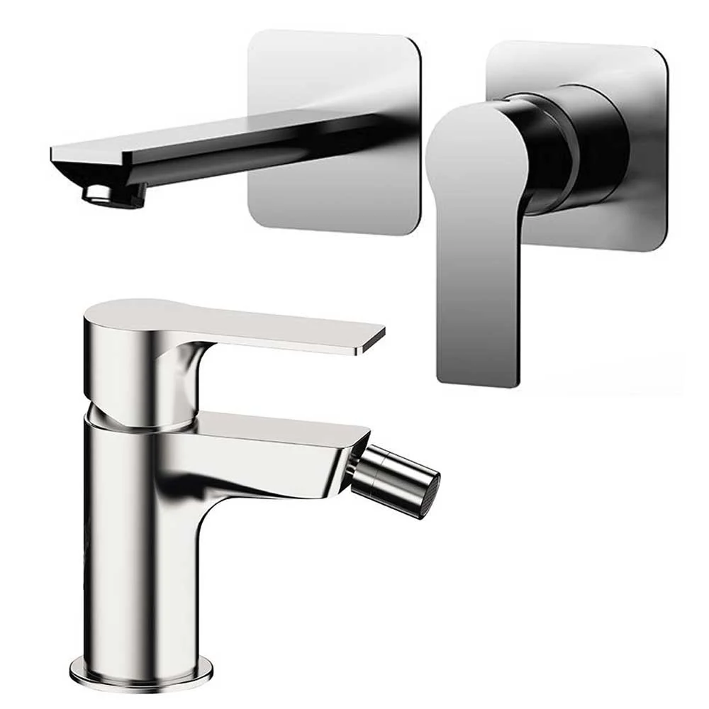 Cartouche Ensemble de mélangeurs Lavabo encastré avec bec de 23 cm et Bidet finition chromée collection Energy de Remer Ru...
