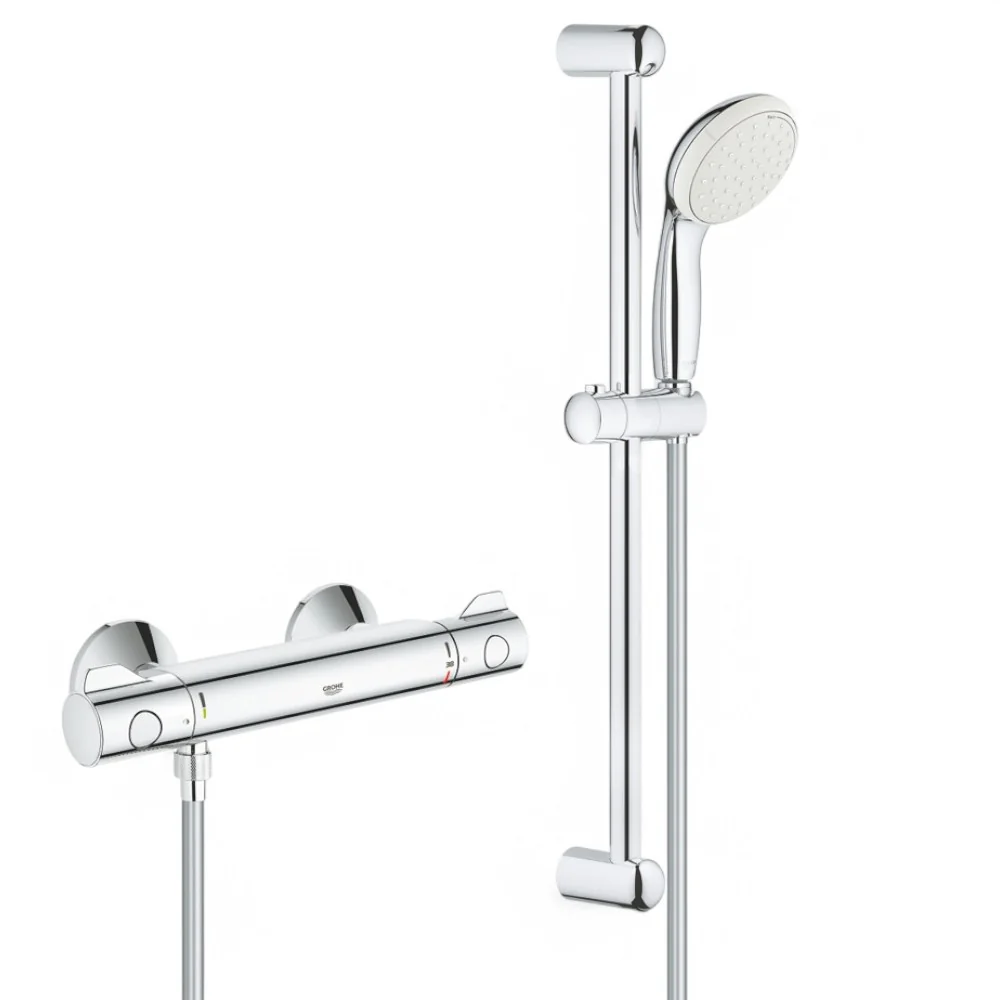 Cartouche Set doccia con miscelatore termostatico grohtherm 800 + asta tempesta 1/2"