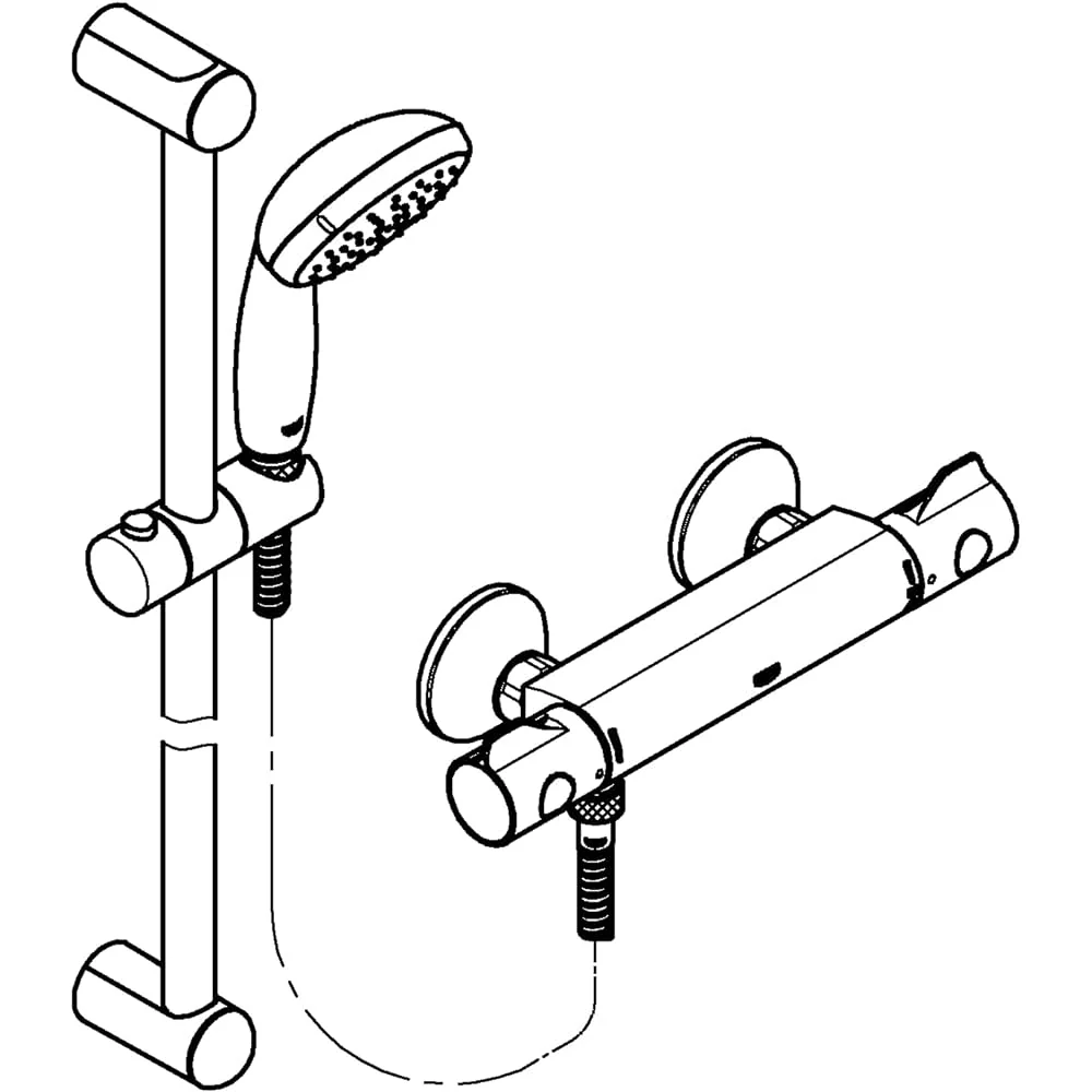 Cartouche Set doccia con miscelatore termostatico grohtherm 800 + asta tempesta 1/2"