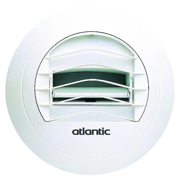 Crémaillère Bouche d'extraction VMC BHC à piles - Diamètre : 125 mm - Débit : 10-45 m³/h - blanc - ATLANTIC