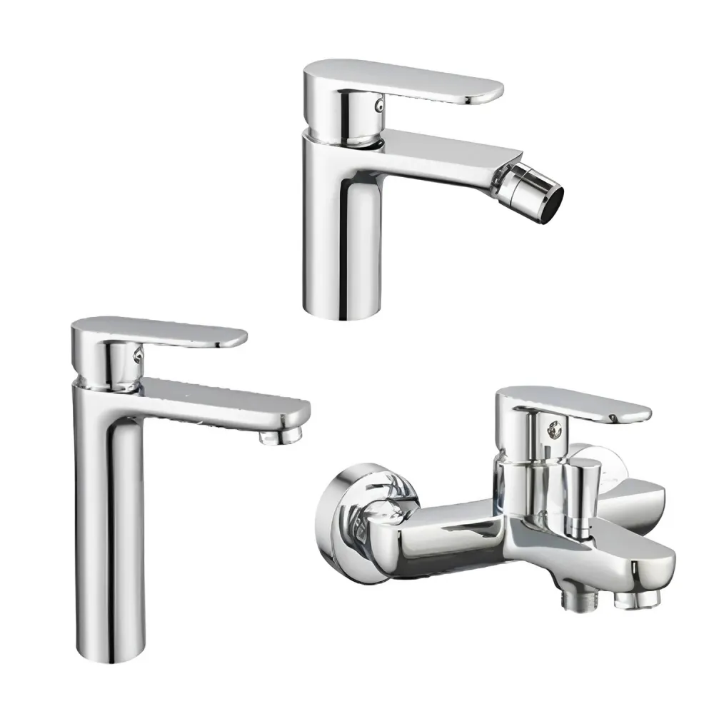 Ensemble mitigeur lavabo, bidet et baignoire RubiFlux Idroblue - Chromé
