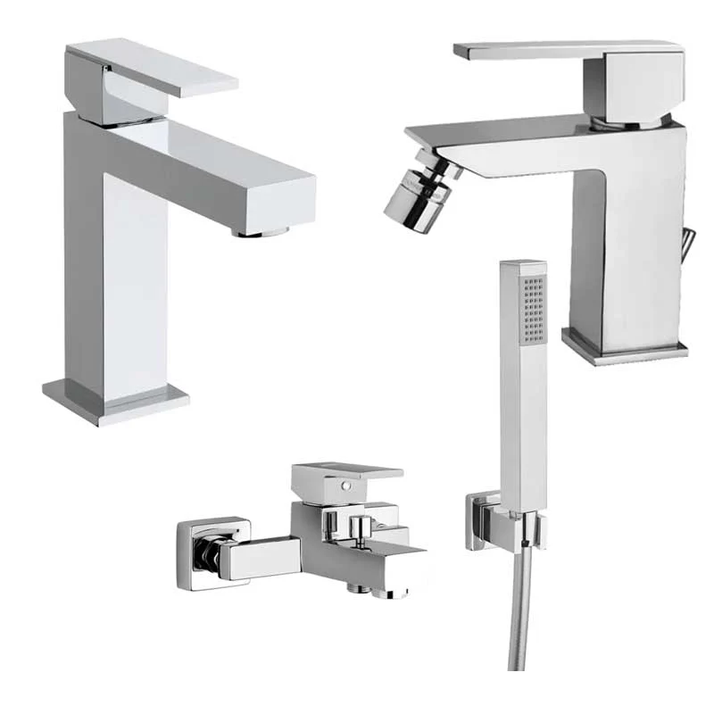 Ensemble de mélangeurs Lavabo, Bidet et Baignoire avec ensemble Douche en laiton Acier chromé collection Feel de Mamoli Ru...