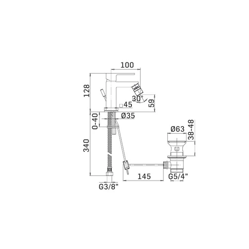 Ensemble de mélangeurs Lavabo, Bidet et Baignoire avec ensemble Douche en laiton Acier chromé collection Feel de Mamoli Ru...