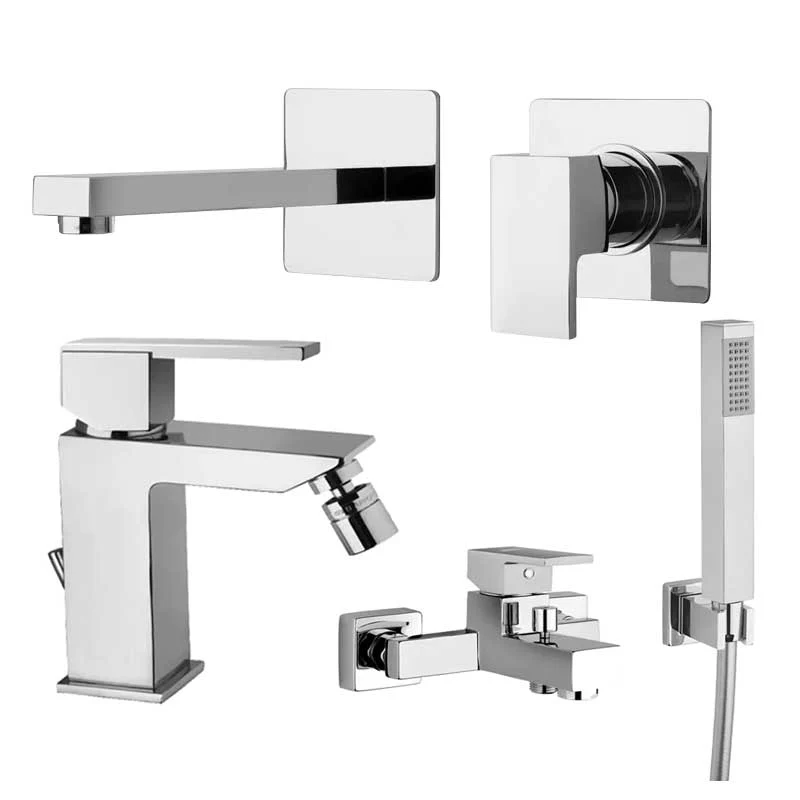 Ensemble de mélangeurs Lavabo encastré, Bidet et Baignoire avec ensemble Douche en laiton Chromé collection Feel de Mamoli...