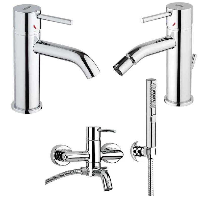 Ensemble de robinets pour baignoire avec ensemble douche, lavabo et bidet avec vidage en laiton chromé collection Pico de...