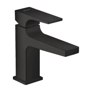 HANSGROHE Mitigeur lavabo Metropol 100 poignée manette bec limitée, bonde Push-Open noir mat avec Filetage Universel