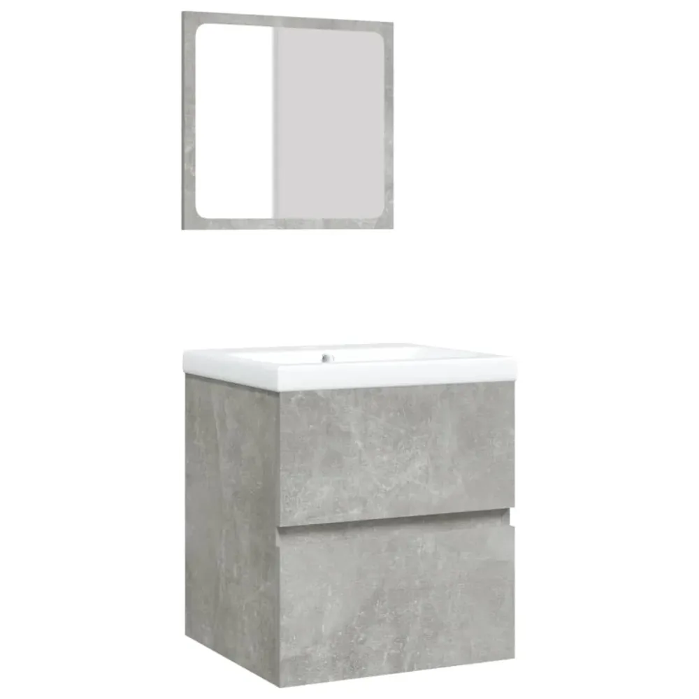 Mitigeur Armoire lavabo de salle de bain et bassin et miroir gris béton 02_0006644