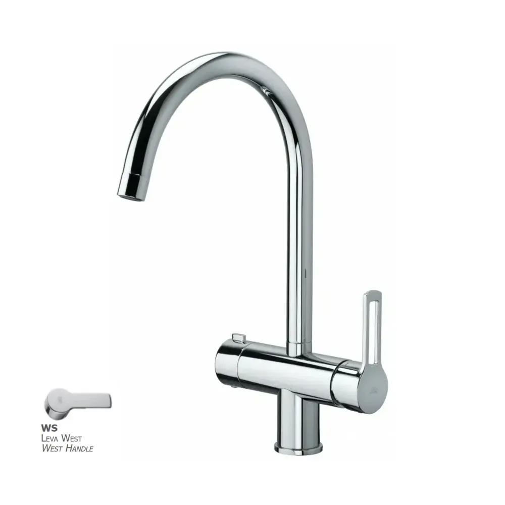 Mitigeur d'évier avec bec orientable et raccord lave-vaisselle Paffoni série West - Chromé Diamètre 3/4"