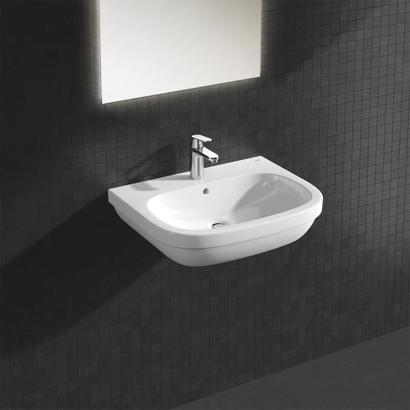 Mitigeur lavabo EUROSMART GROHE 23325000 - taille M - bec droit - avec vidage - acier chromé