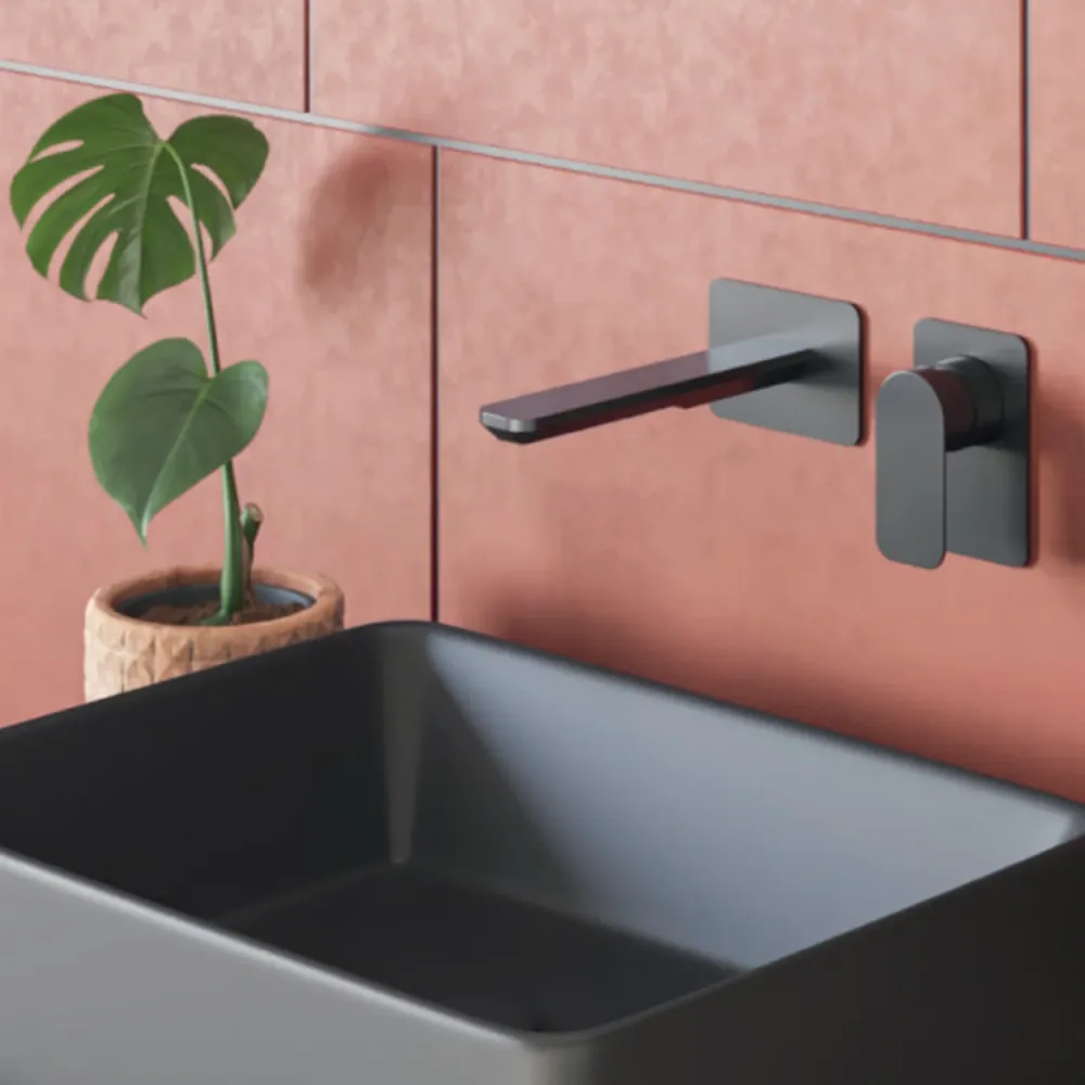 Mitigeur monocommande lavabo mural RubiFlux série Azzurro bec 25 cm - Acier chromé
