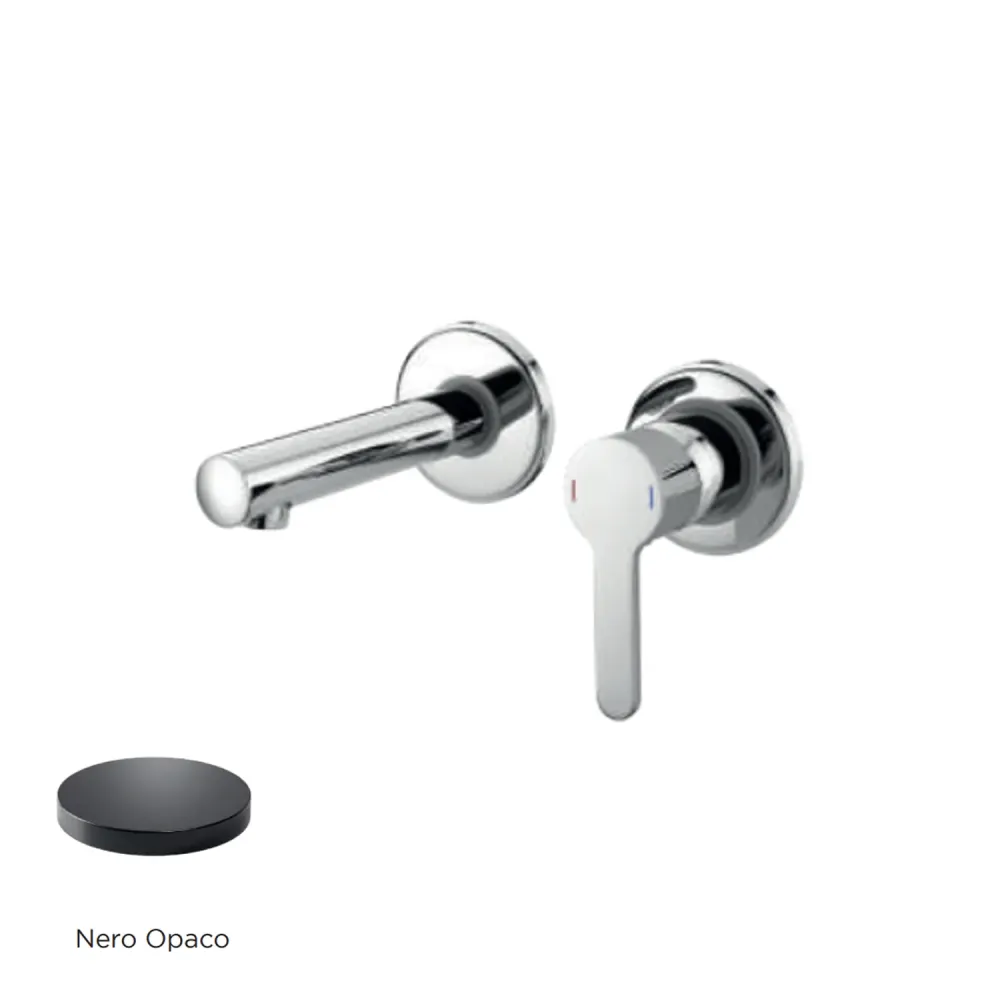 Mitigeur monocommande lavabo mural RubiFlux série Lume bec 25 cm - Noir Mat Diamètre 3/4"