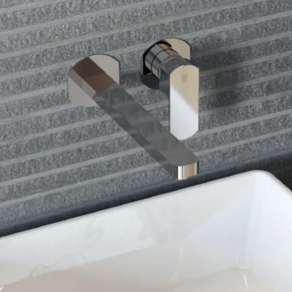 Mitigeur monocommande lavabo mural RubiFlux série Dema bec 20 cm - Acier chromé avec Étanchéité Garantie
