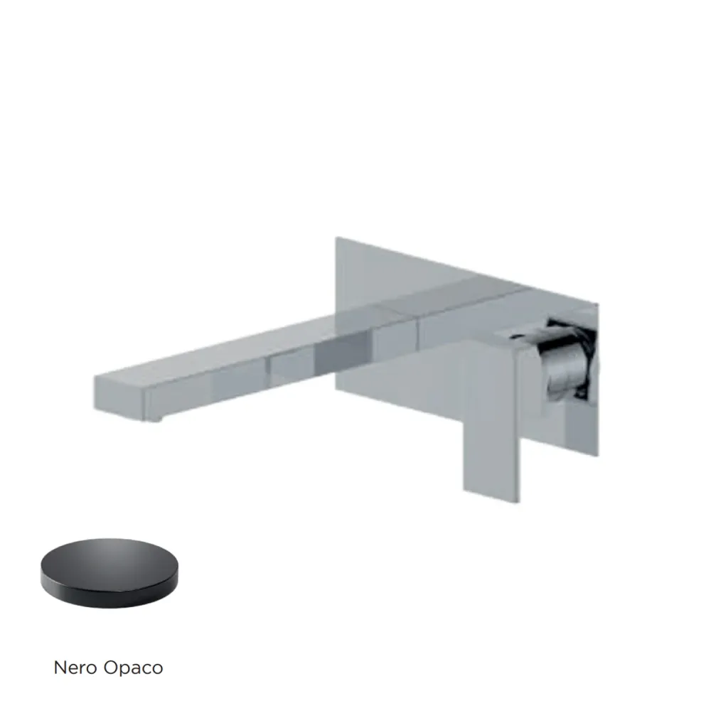 Professionnel Haute Qualité Mitigeur monocommande lavabo mural avec plaque RubiFlux série Rose bec 20 cm - Noir Mat