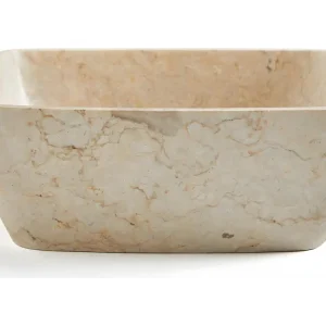 Vasque à poser / lavabo en marbre coloris écru - Longueur 40 x Hauteur 15 x Profondeur 40 cm avec Pack de 6