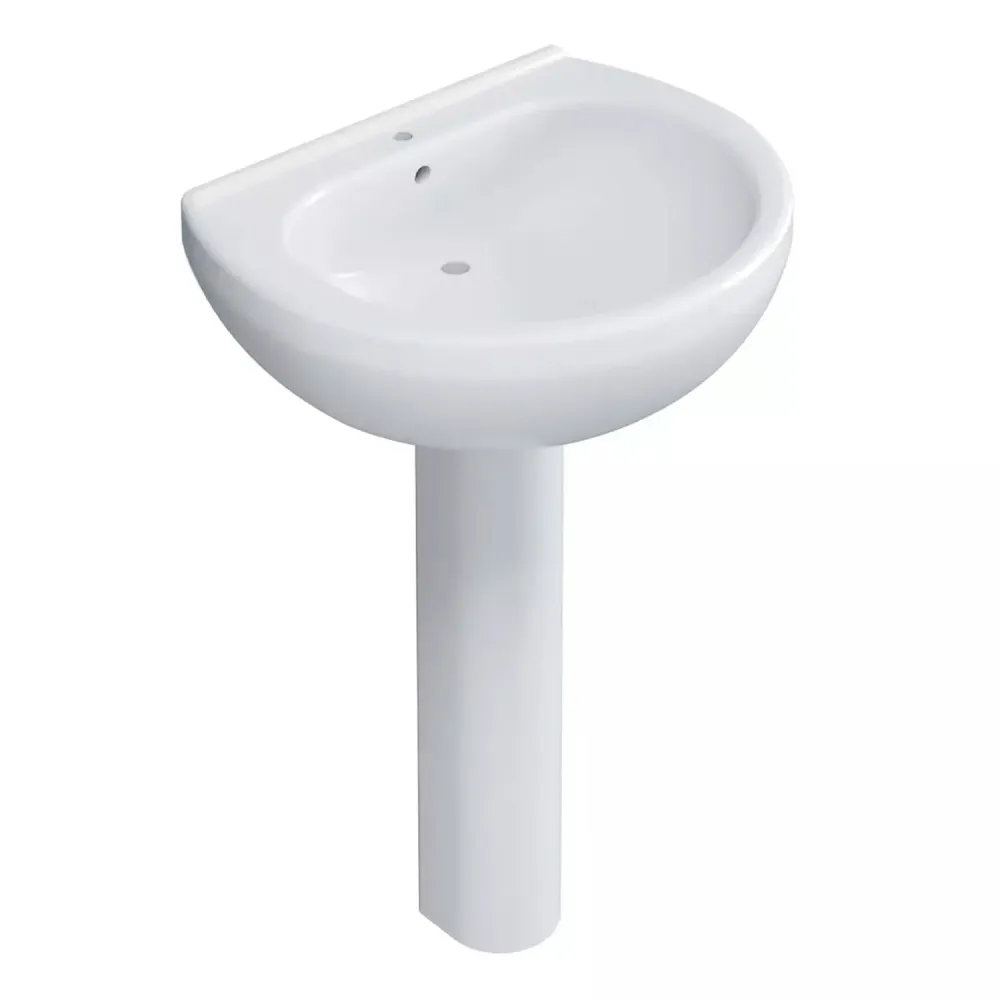 Ensemble de salle de bain entier avec bidet, WC avec abattant, lavabo 55 cm et colonne série Orchidea en céramique blanche
