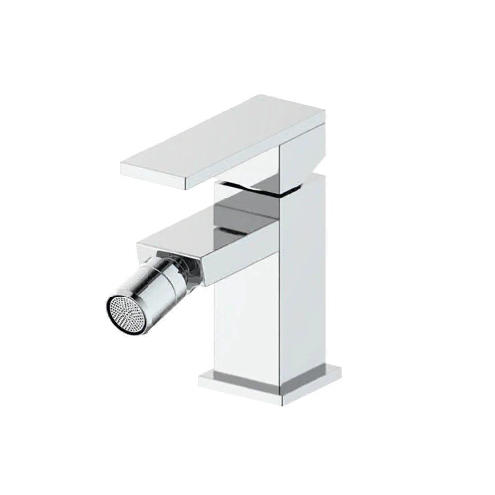 Composition RubiFlux Carré avec mitigeur lavabo haut + bidet laiton chromé avec bondes de vidage