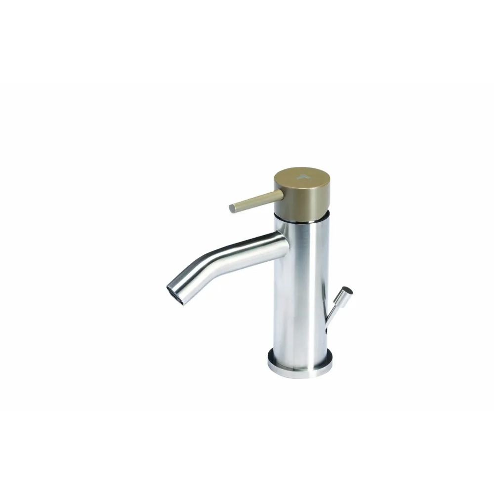Robinet mitigeur bidet avec vidage en acier inox finition brossée avec poignée couleur désert Tubico Colorado