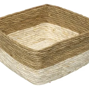 Boîte de rangement tressée bicolore 31 x 15 cm