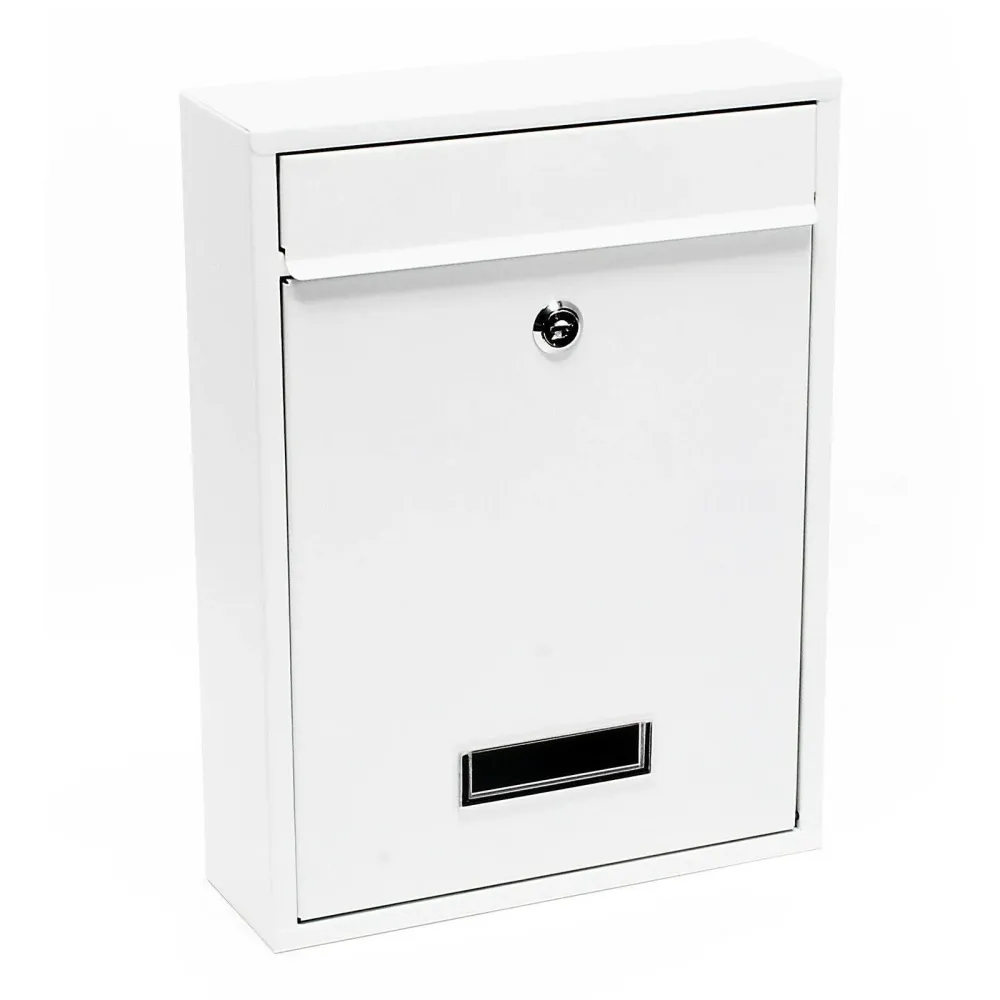 Haute Sécurité Boite aux lettres design murale courrier acier galvanisé 26 x 8,5 x 35 cm blanc 16_0000073