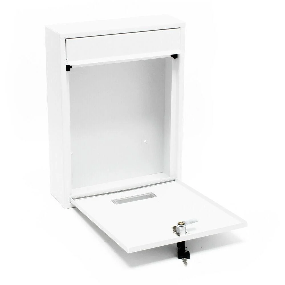 Haute Sécurité Boite aux lettres design murale courrier acier galvanisé 26 x 8,5 x 35 cm blanc 16_0000073
