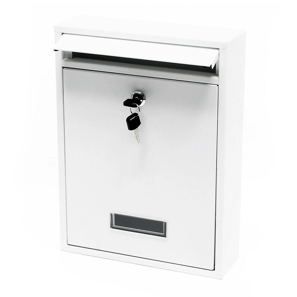 Haute Sécurité Boite aux lettres design murale courrier acier galvanisé 26 x 8,5 x 35 cm blanc 16_0000073