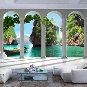 Certifié Écologique Papier peint intissé Paysages Sur la terasse : Taille - 200 x 140 cm