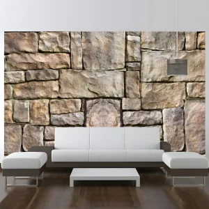 Papier peint intissé Fonds et Dessins Puzzle de pierre : Taille - 300 x 210 cm pour pose facile