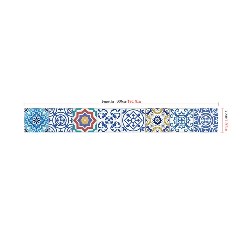 Premium Anti-Humidité Papier peint à fleurs amovibles, bordure en VINYLE, revêtement mural bohème pour dosseret de cuisine