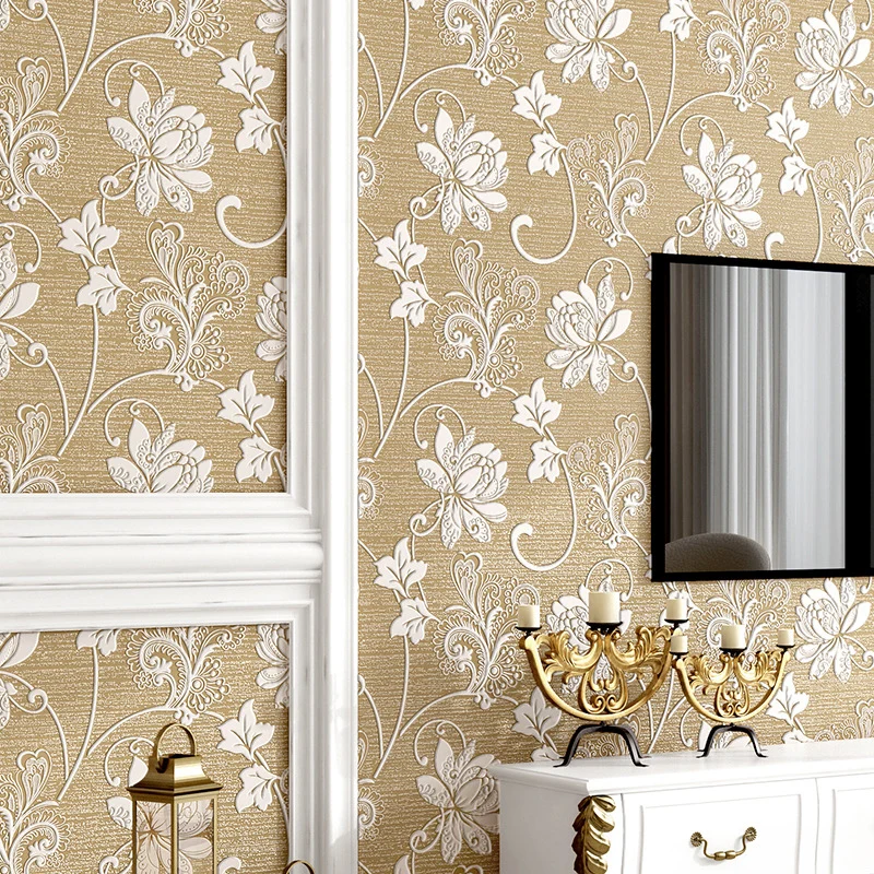 20,5" B x 31'L Romantisches Retro-Blumendesign, nicht geklebte Tapete heller Farbe pour décoration de Noël